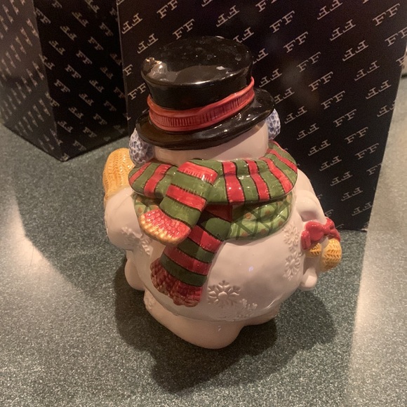 Frosty Folks Snowman Puppy Candy Jar Fitz and Floyd - Picture 2 of 3